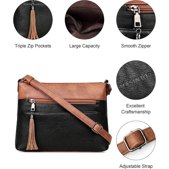 Elegant Lightweight Crossbody Bag for Women - Soft Faux Leather, 10"L x 8"H - Picture 5 of 8